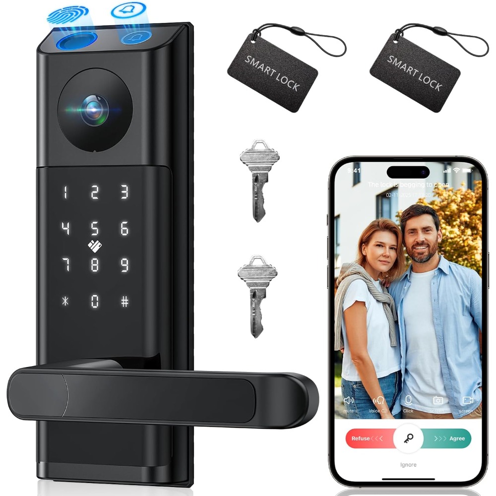 Door Lock Smart Keypad - Video Smart Lock with Camera &
