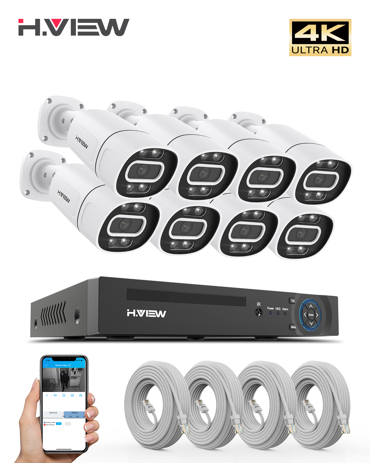 Home Security Video - H.View 4K 5Mp 8Mp poe Cctv