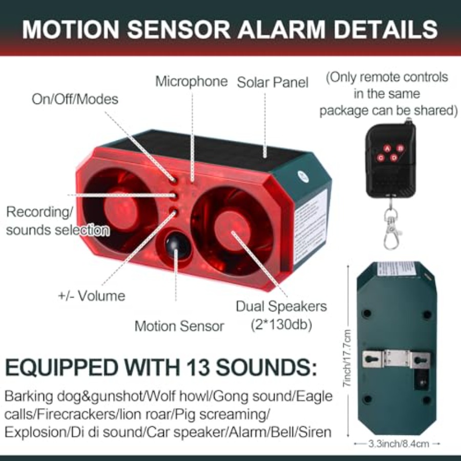 Pcs Solar Outdoor Motion Senso – обзор и цена Barking Dog Alarm