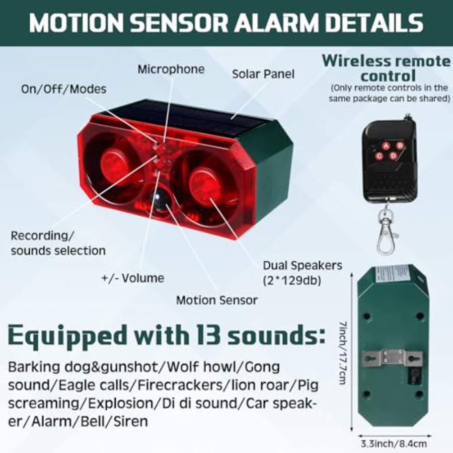 Pcs Solar Outdoor Motion Senso – обзор и цена Barking Dog Alarm